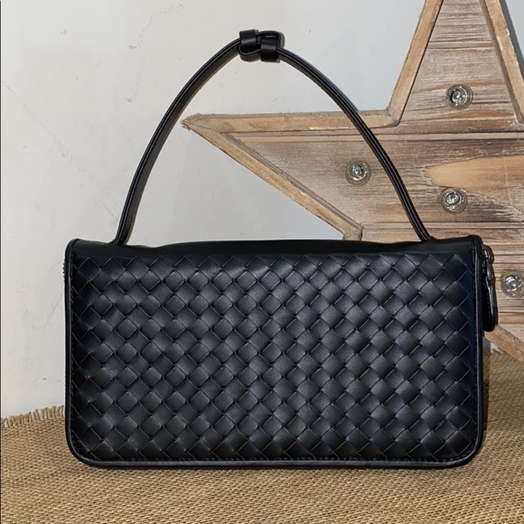 Bottega Veneta Black Intrecciato Document Case
